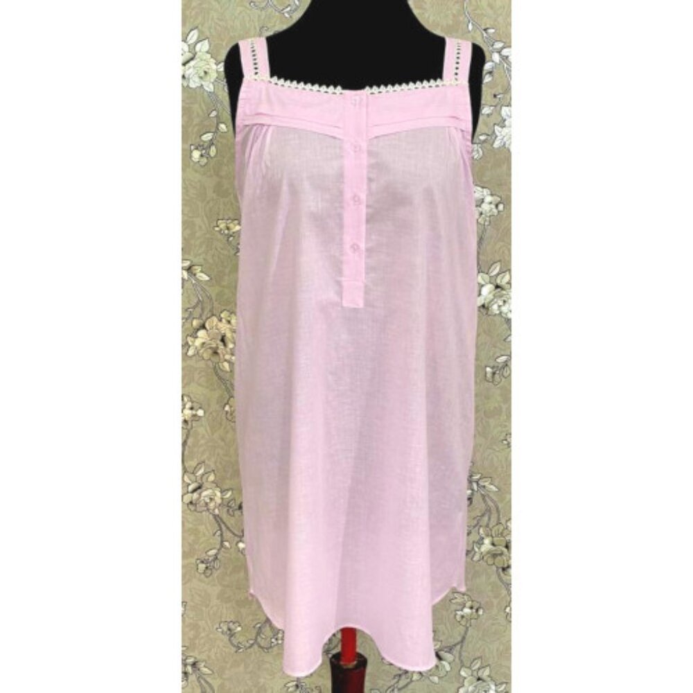 SoieRose Sleek 100% Cotton Victorian Nightgown – Pink - SR1118
